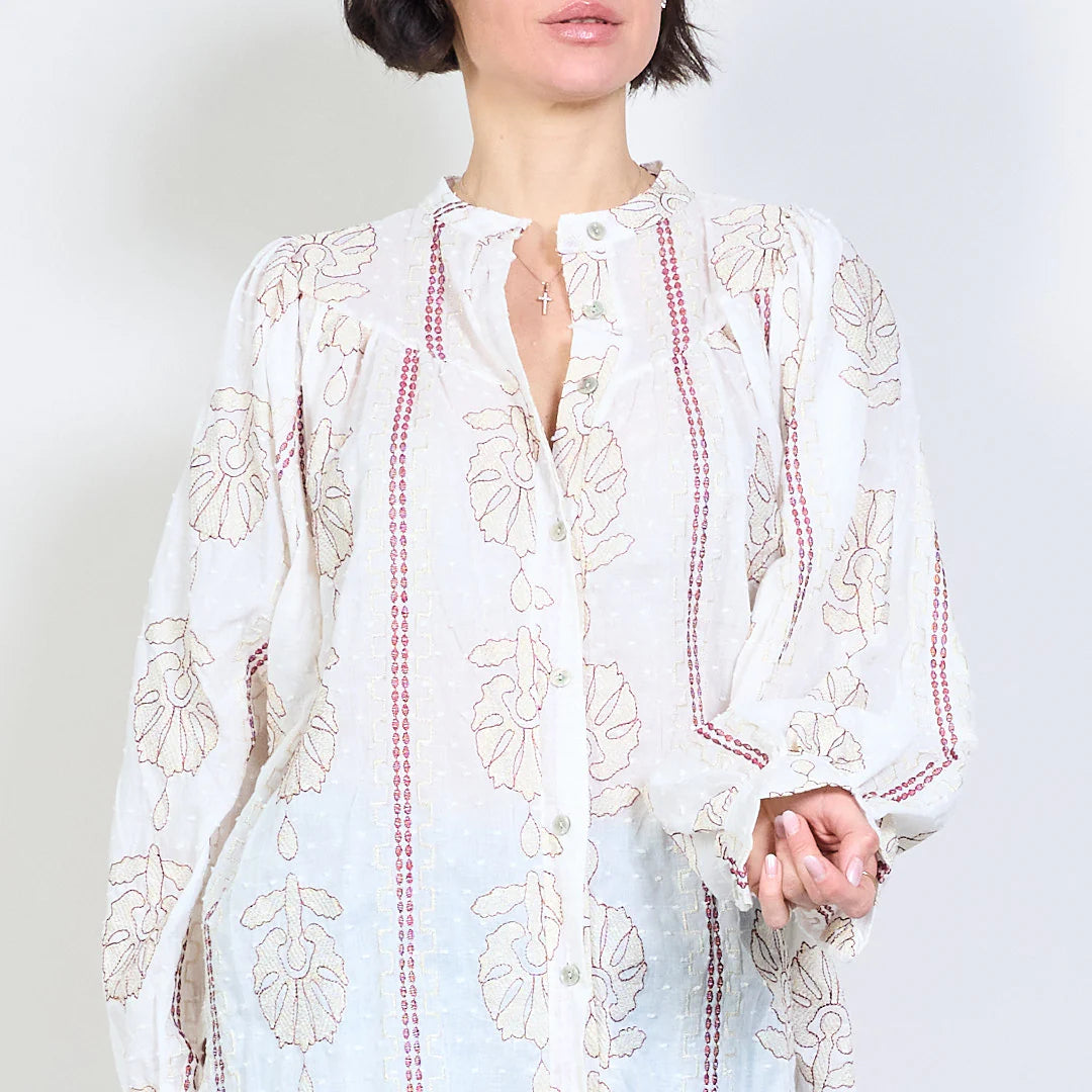 Cămașă cu broderie Petal Bloom