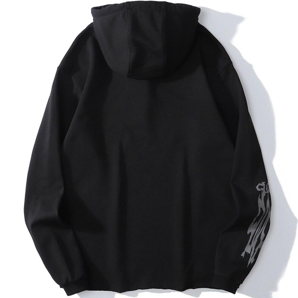 Colorful Drawstring Punk Robot Print Hoodie Sweatshirt Men Loose