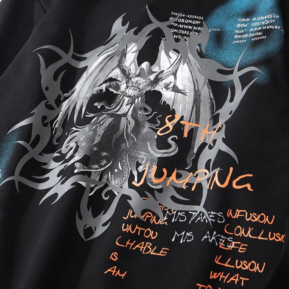 Colorful Drawstring Punk Robot Print Hoodie Sweatshirt Men Loose