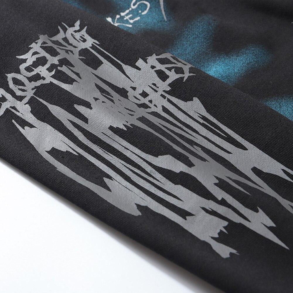 Colorful Drawstring Punk Robot Print Hoodie Sweatshirt Men Loose