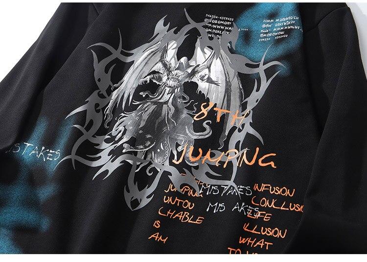 Colorful Drawstring Punk Robot Print Hoodie Sweatshirt Men Loose