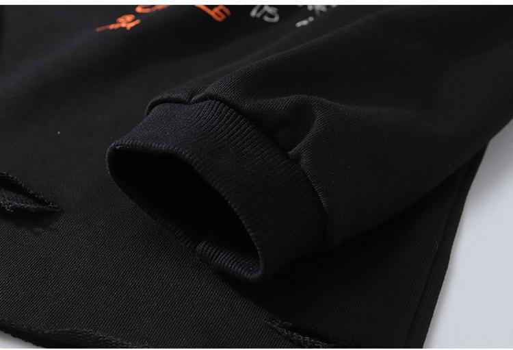 Colorful Drawstring Punk Robot Print Hoodie Sweatshirt Men Loose
