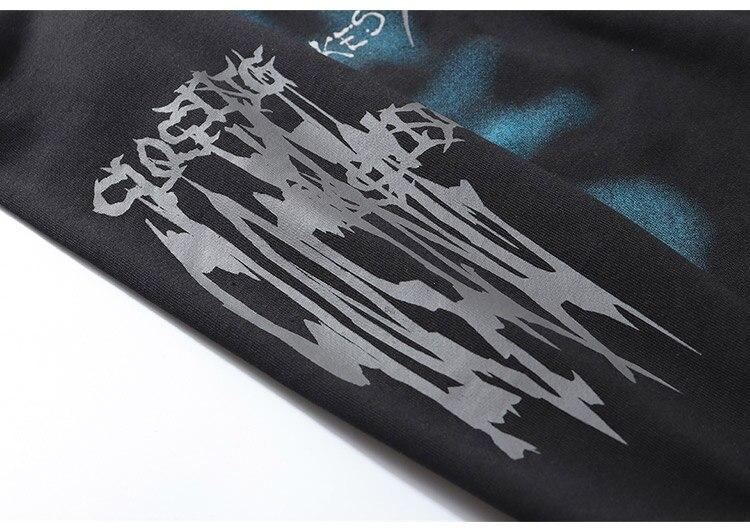Colorful Drawstring Punk Robot Print Hoodie Sweatshirt Men Loose
