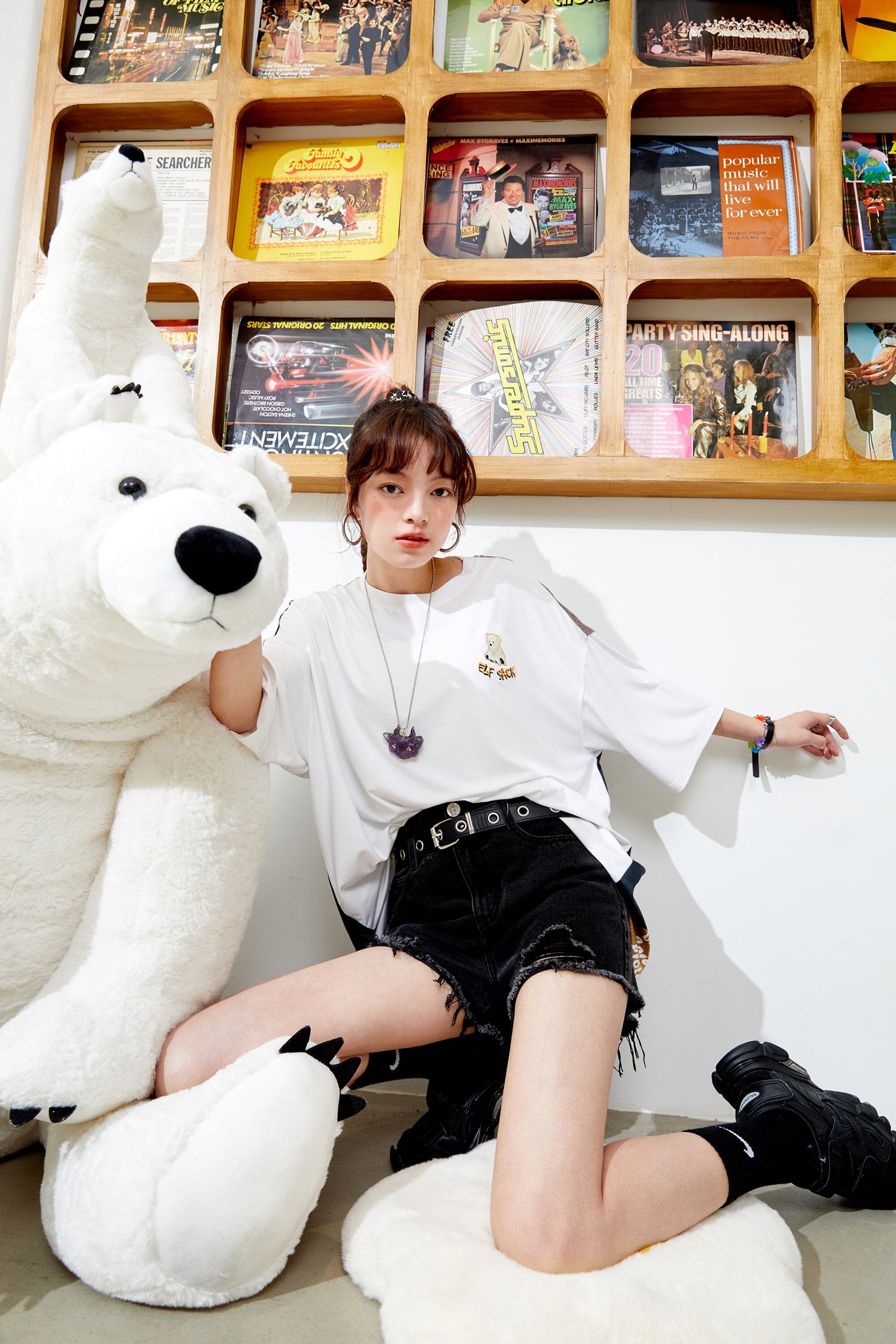 Harajuku Bear Embroidery Oversized T-Shirt