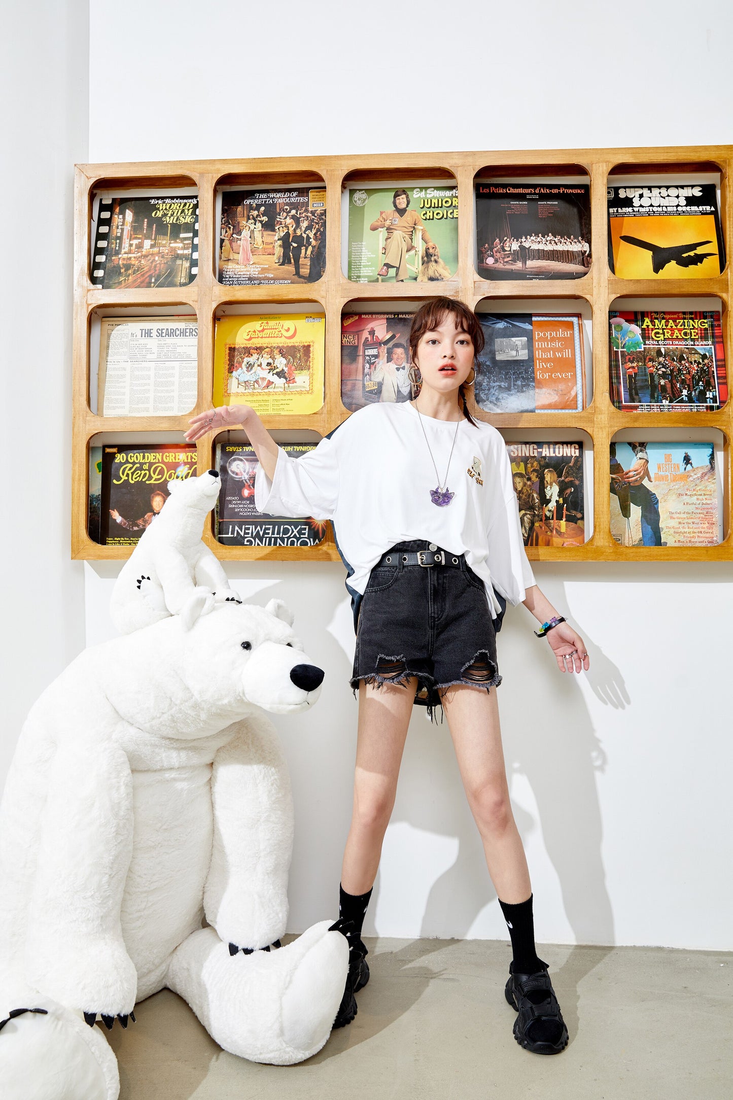 Harajuku Bear Embroidery Oversized T-Shirt
