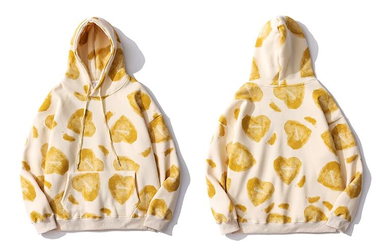 Heart Inkjet Letter Printed Hoodie