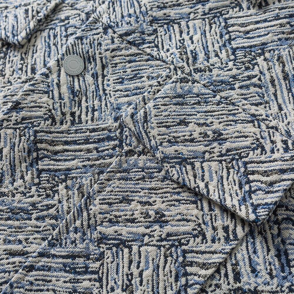 Jacket Men Harajuku Pattern Letter Patch Turn-down Collar Jackets Coat