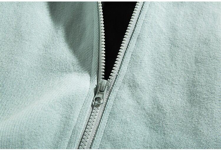 Zipper Jacket Men Robot Embroidery Patchwork Color Varsity Coat Couple