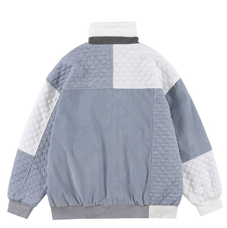Jacket Men Hit Color Block Patchwork Standing Collar Coats Youthful
