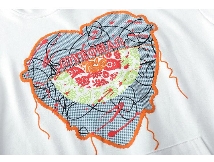 Hoodie Men Cute Heart-shaped Embroidery Hooded Pullover College Style