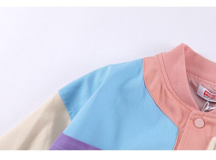 Jacket Men Colorful Patchwork Coat High Street College Style Outwear