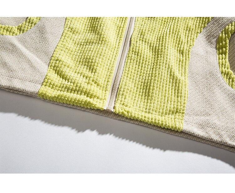 Unisex Track Jacket Color Block Drawstring Loose Cozy