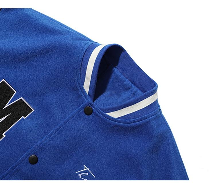 Letter Bear Skeleton Patchwork Baseball Jacket