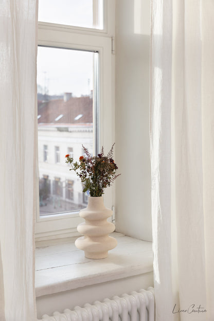 Extra Wide Natural Light Linen Curtain Panel with heading tape