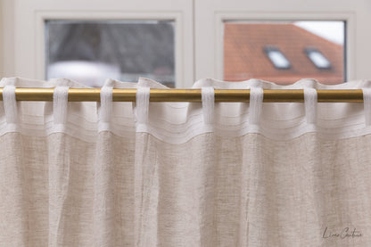 Extra Wide Natural Light Linen Curtain Panel with heading tape