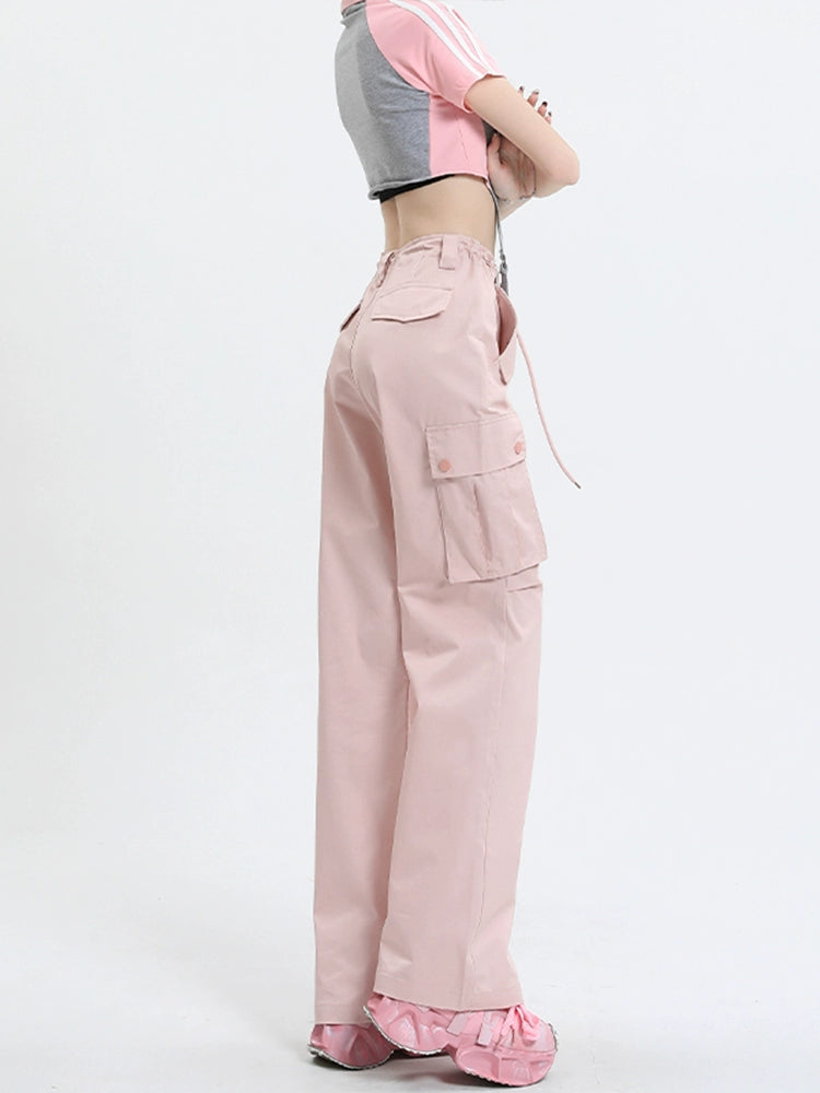 Qiyu Pink American High Waist Work Clothes Jeans for Women  Autumn New