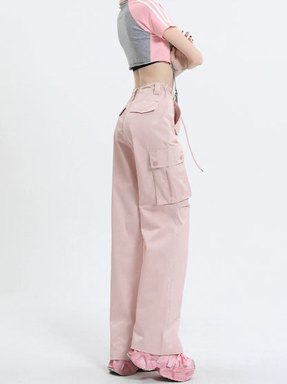 Qiyu Pink American High Waist Work Clothes Jeans for Women  Autumn New