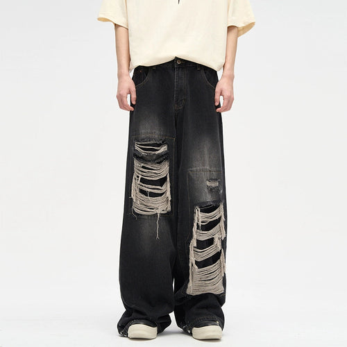 Lang's Hole Niche Ins Trendy Straight Pants Patch