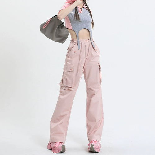 Qiyu Pink American High Waist Work Clothes Jeans for Women  Autumn New