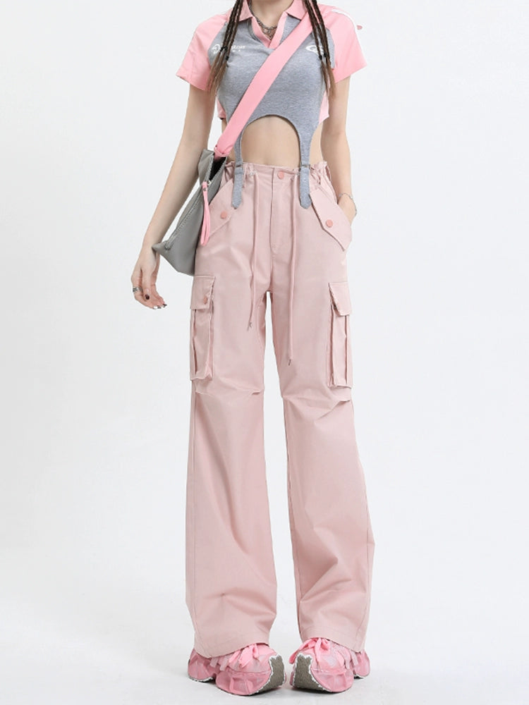 Qiyu Pink American High Waist Work Clothes Jeans for Women  Autumn New