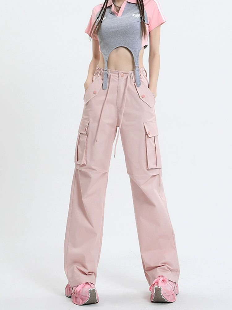 Qiyu Pink American High Waist Work Clothes Jeans for Women  Autumn New