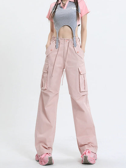 Qiyu Pink American High Waist Work Clothes Jeans for Women  Autumn New