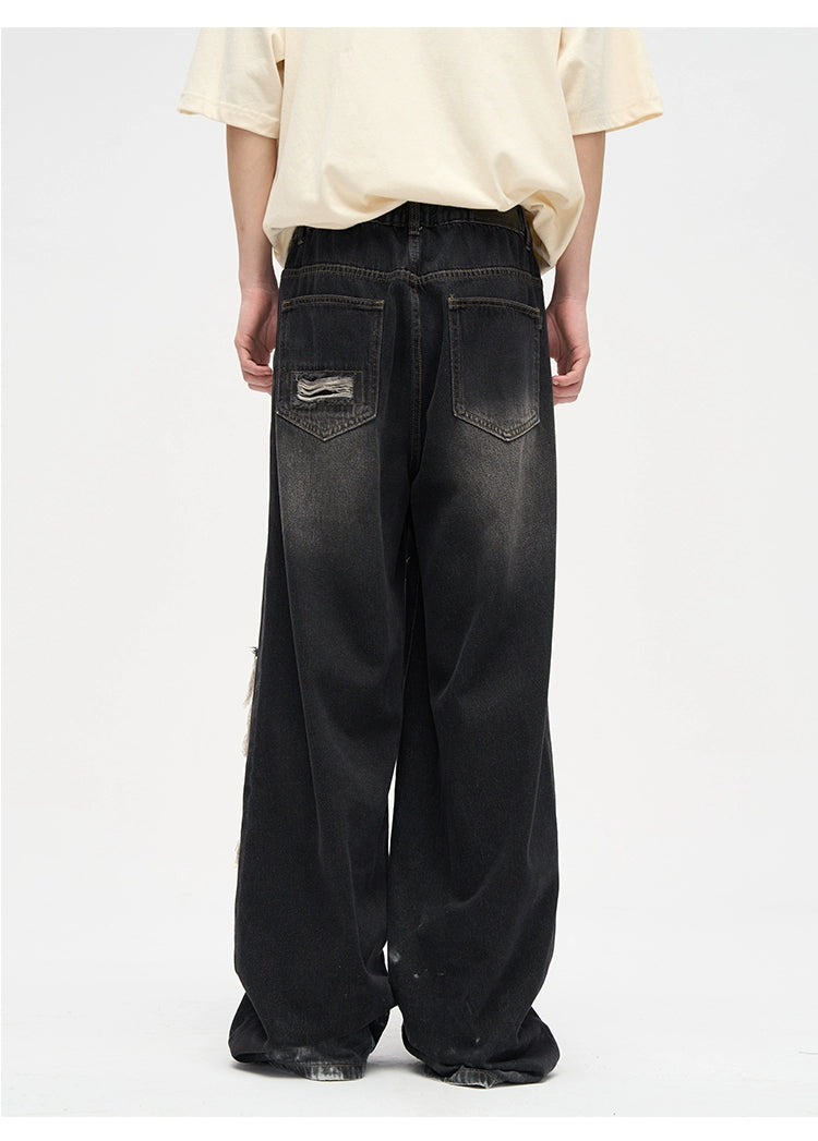 Lang's Hole Niche Ins Trendy Straight Pants Patch