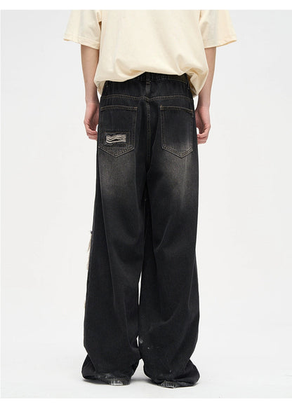 Lang's Hole Niche Ins Trendy Straight Pants Patch