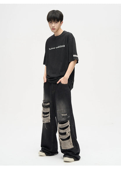 Lang's Hole Niche Ins Trendy Straight Pants Patch