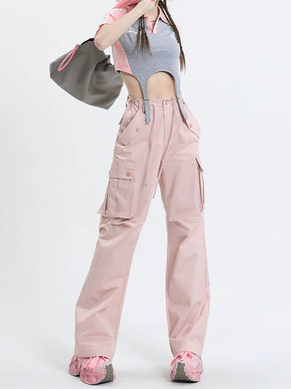Qiyu Pink American High Waist Work Clothes Jeans for Women  Autumn New