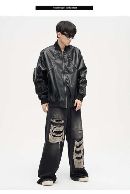 Lang's Hole Niche Ins Trendy Straight Pants Patch