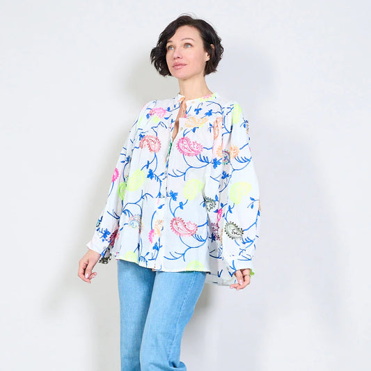 Cămașă cu broderie Coral Bloom