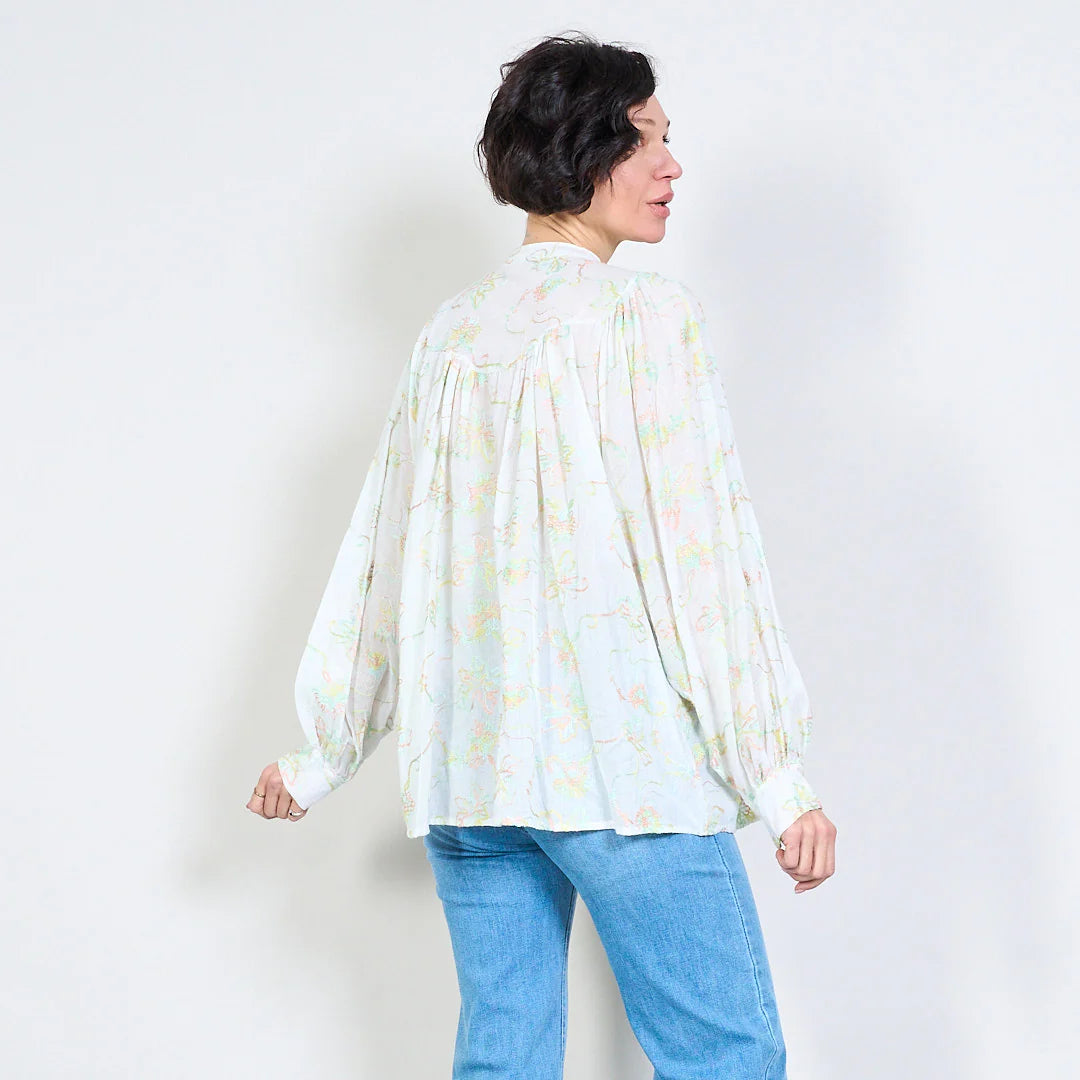 Cămașă cu broderie Verdant Bloom