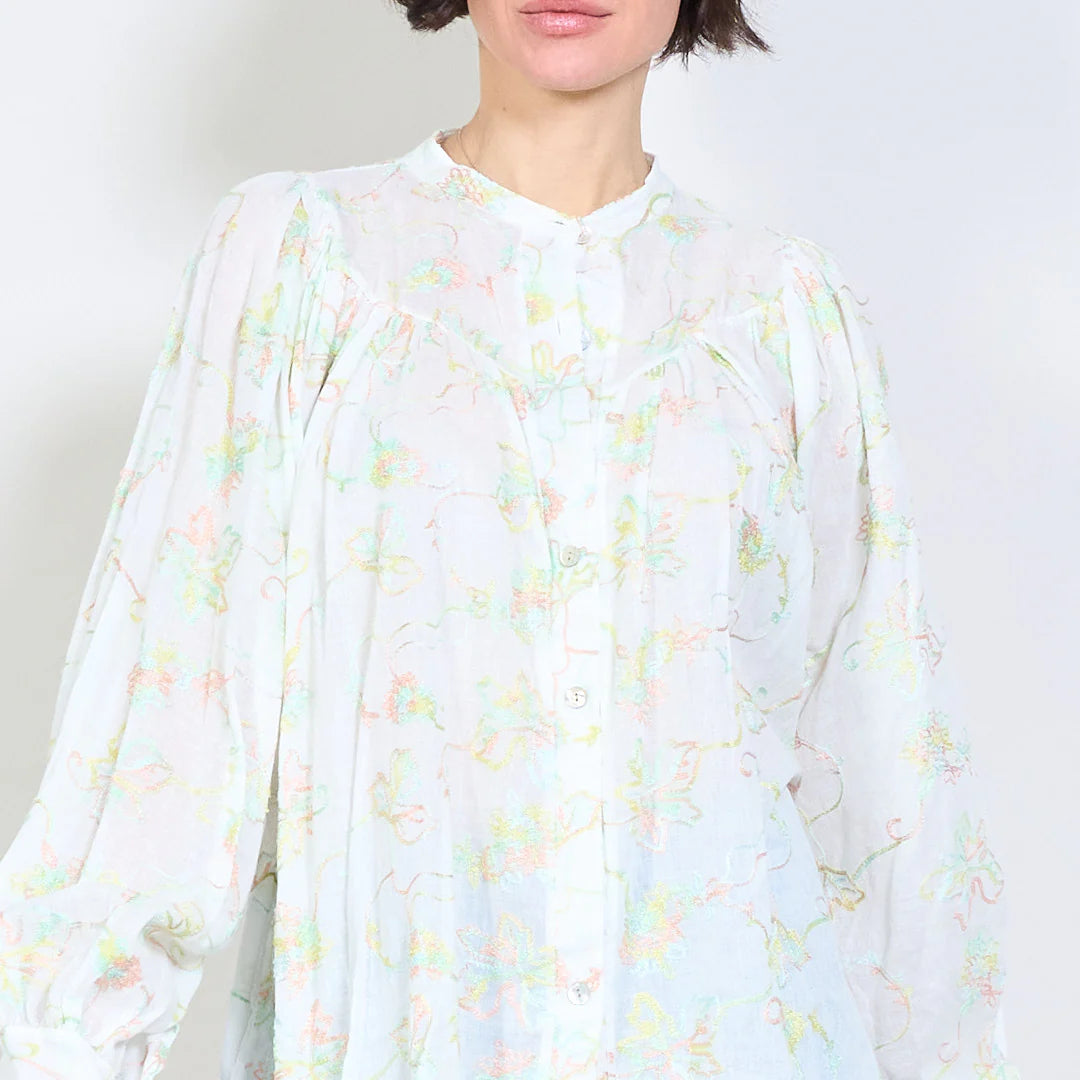 Cămașă cu broderie Verdant Bloom