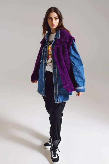Open Herringbone Gilet With Shawl Style Collard