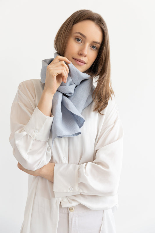 Ice Blue linen scarf