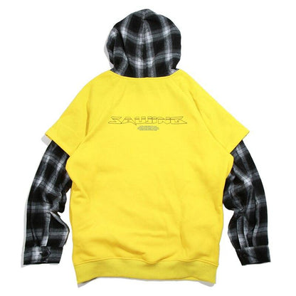 Hoodies Men Fake 2 Pieces Men Hooded Pullover Oversize Style Plaid