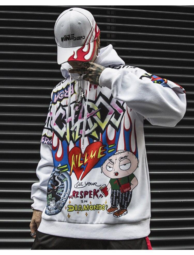 Men Fake 2 Pieces Hoodies For Men Letter Graffiti Harajuku High Street