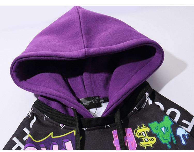 Men Fake 2 Pieces Hoodies For Men Letter Graffiti Harajuku High Street