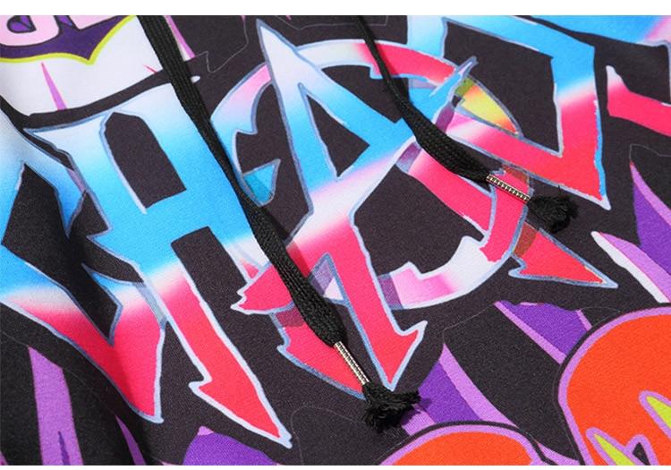 Men Fake 2 Pieces Hoodies For Men Letter Graffiti Harajuku High Street