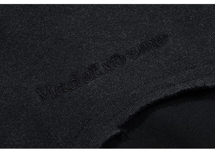 Patchwork Color Zipper Distressed Hoodie