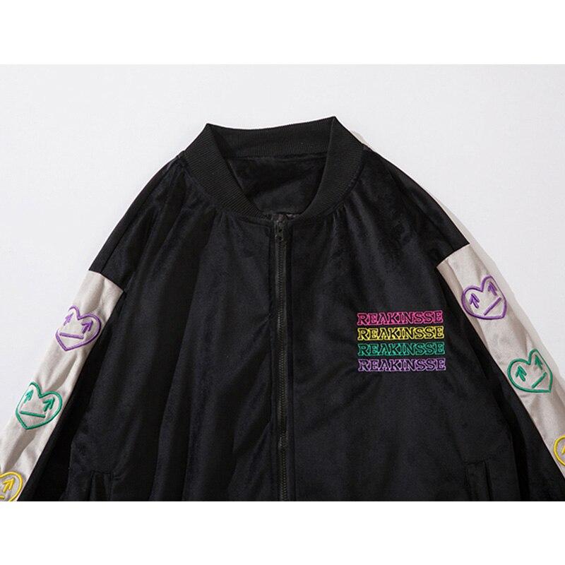Unisex Baseball Jacket Colorful Heart Embroidery Patchwork