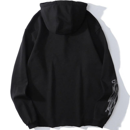 Colorful Drawstring Punk Robot Print Hoodie Sweatshirt Men Loose