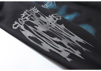 Colorful Drawstring Punk Robot Print Hoodie Sweatshirt Men Loose