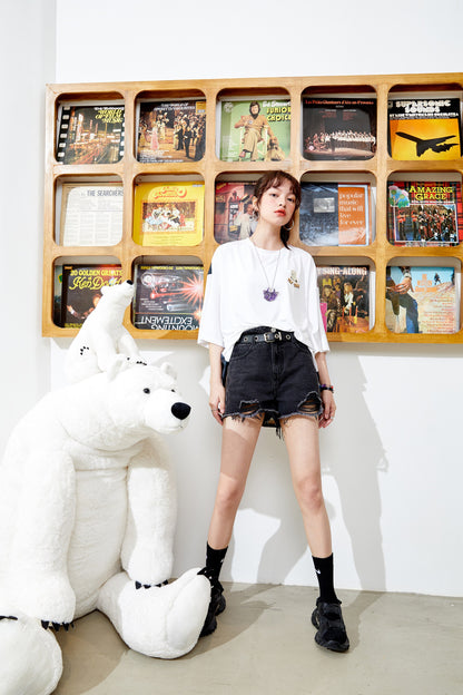 Harajuku Bear Embroidery Oversized T-Shirt