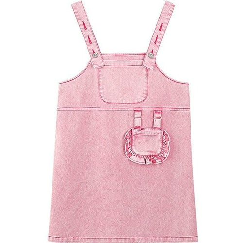 Solid Pure High Waist Casual Women Overall Skirts,Spring ELF Vintage