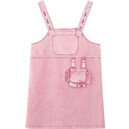 Solid Pure High Waist Casual Women Overall Skirts,Spring ELF Vintage