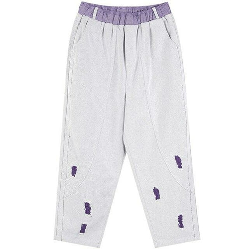Solid High Waist Washed Casual Harem Jeans Women,Spring Pure Purple