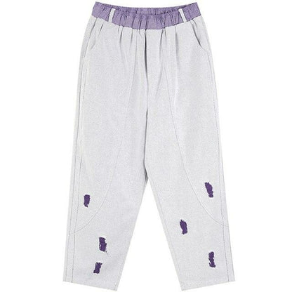 Solid High Waist Washed Casual Harem Jeans Women,Spring Pure Purple