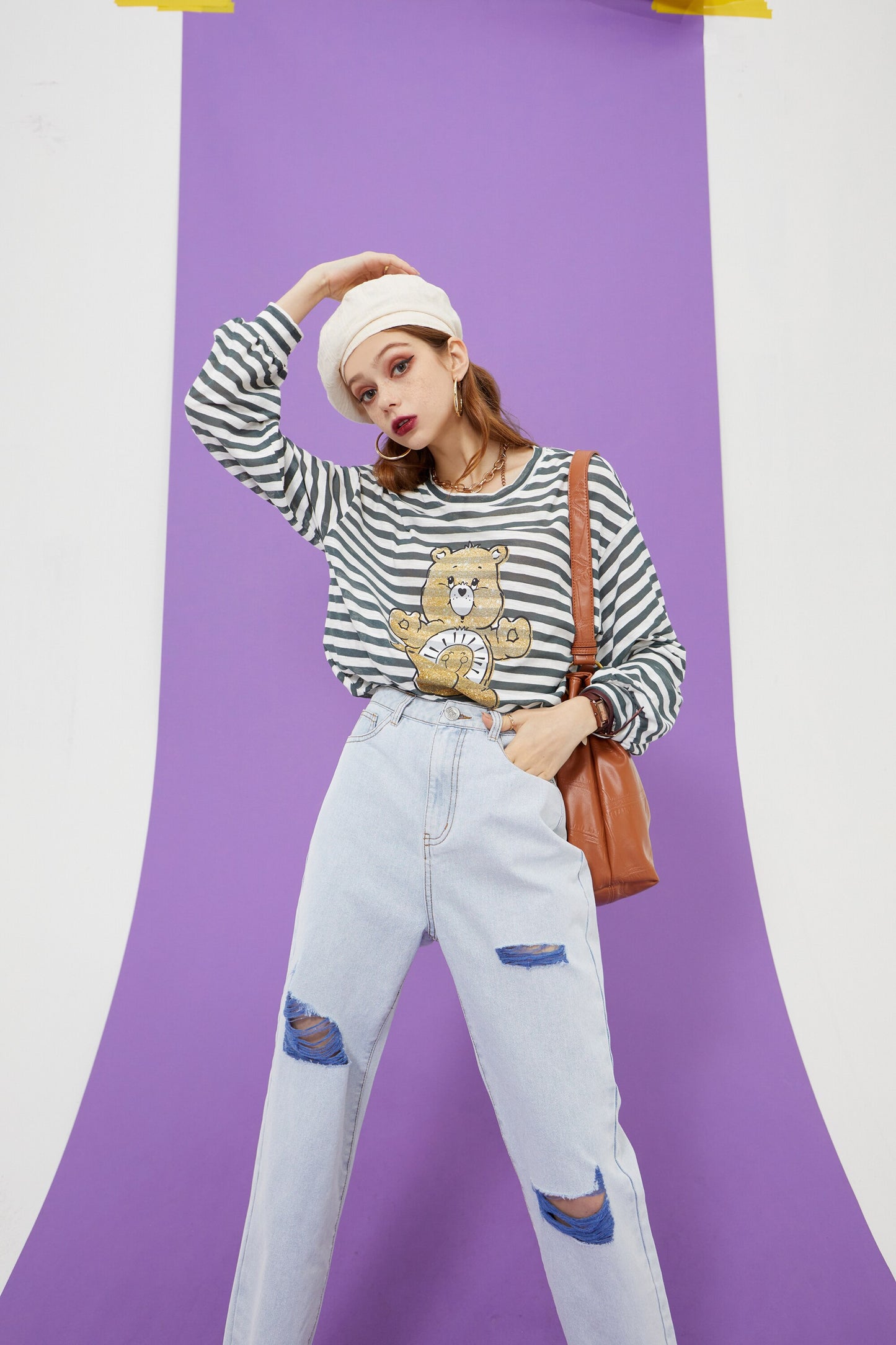 Solid High Waist Washed Casual Denim Jeans Women,Summer Pure Ripped